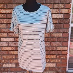 Mint strip top with ruffle sleeve
